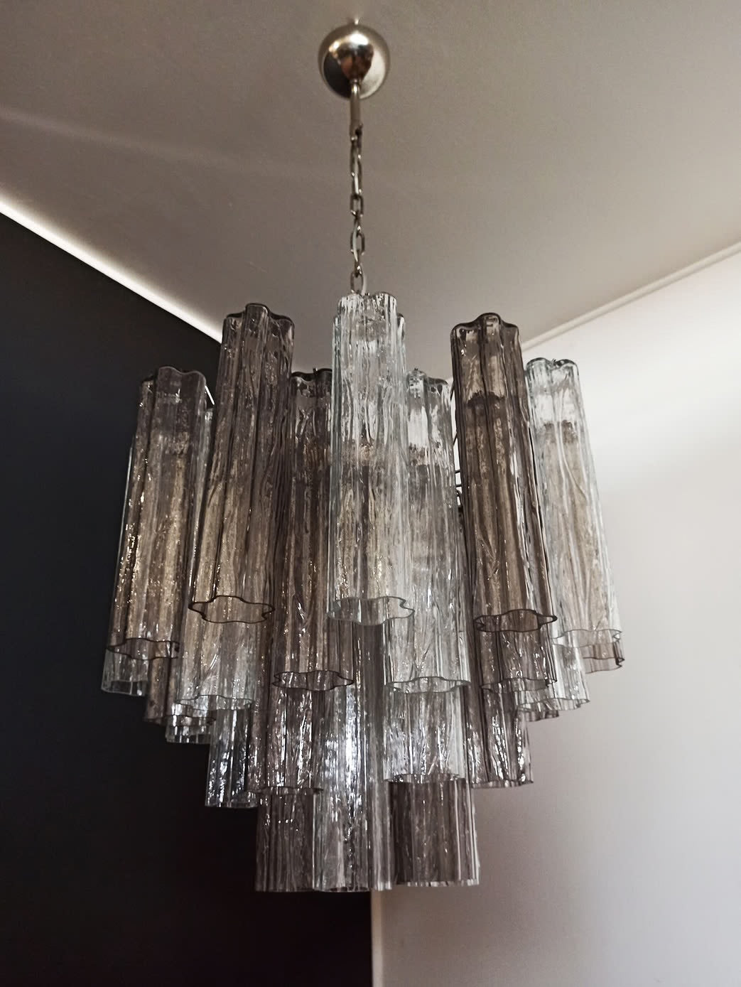 Murano lysekrone | Tuber | 36 glas | Røg-farvet/klart glas