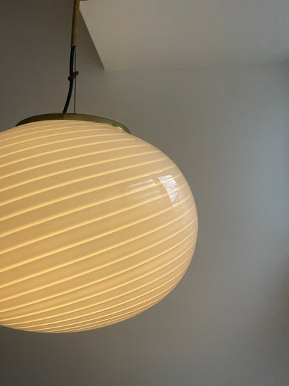 Vintage Murano pendel med hvid swirl, 40 cm