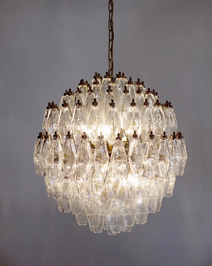 Murano lysekrone | Poliedri | 140 glas | Klar