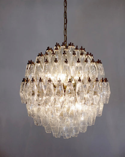 Murano lysekrone | Poliedri | 140 glas | Klar