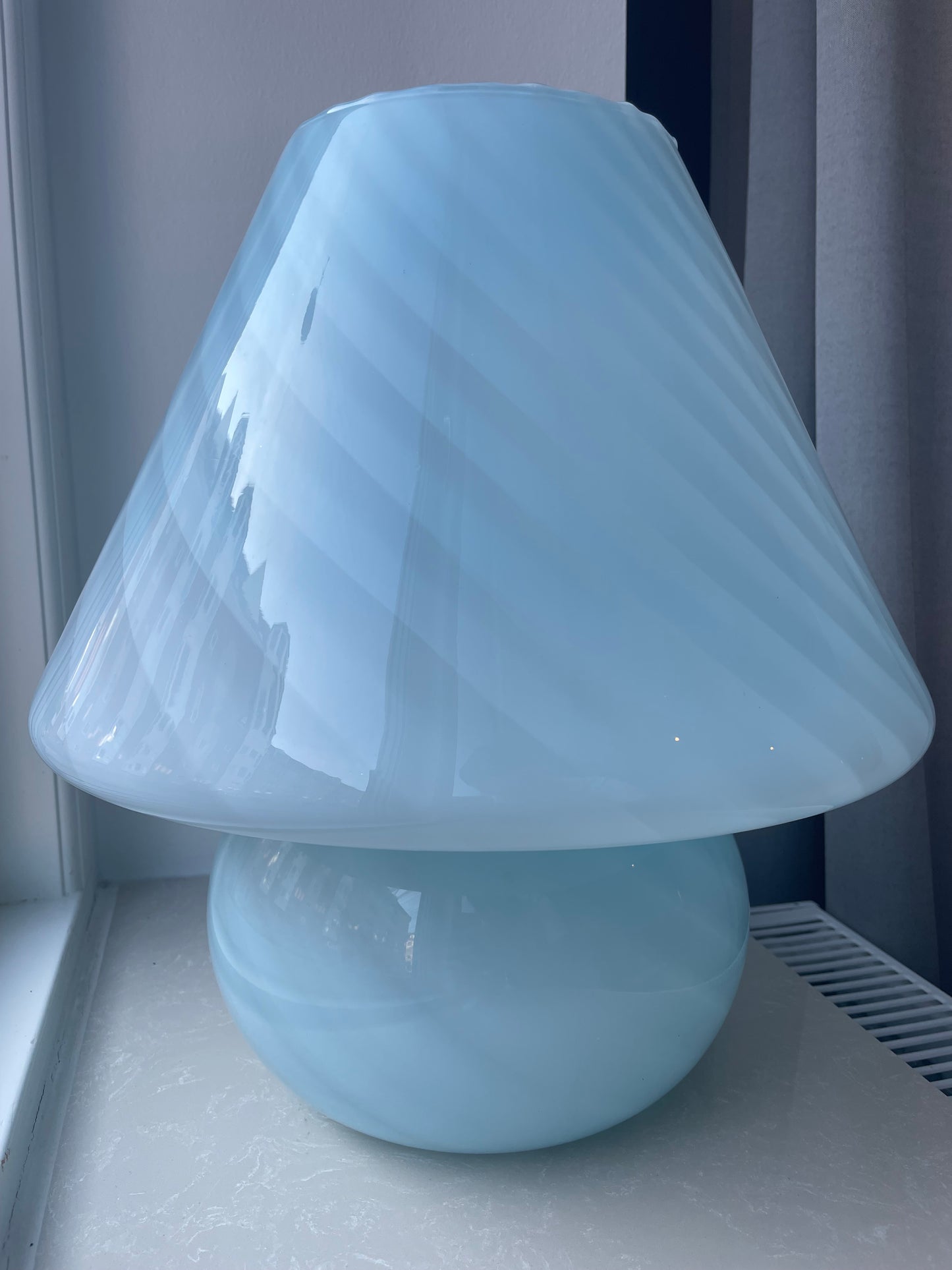 Mega vintage Murano mushroom i blå, 40 cm