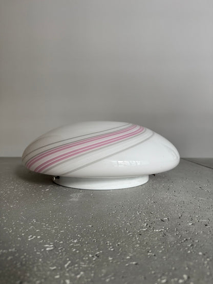 Vintage Murano ceiling lamp with pink swirl, 40 cm