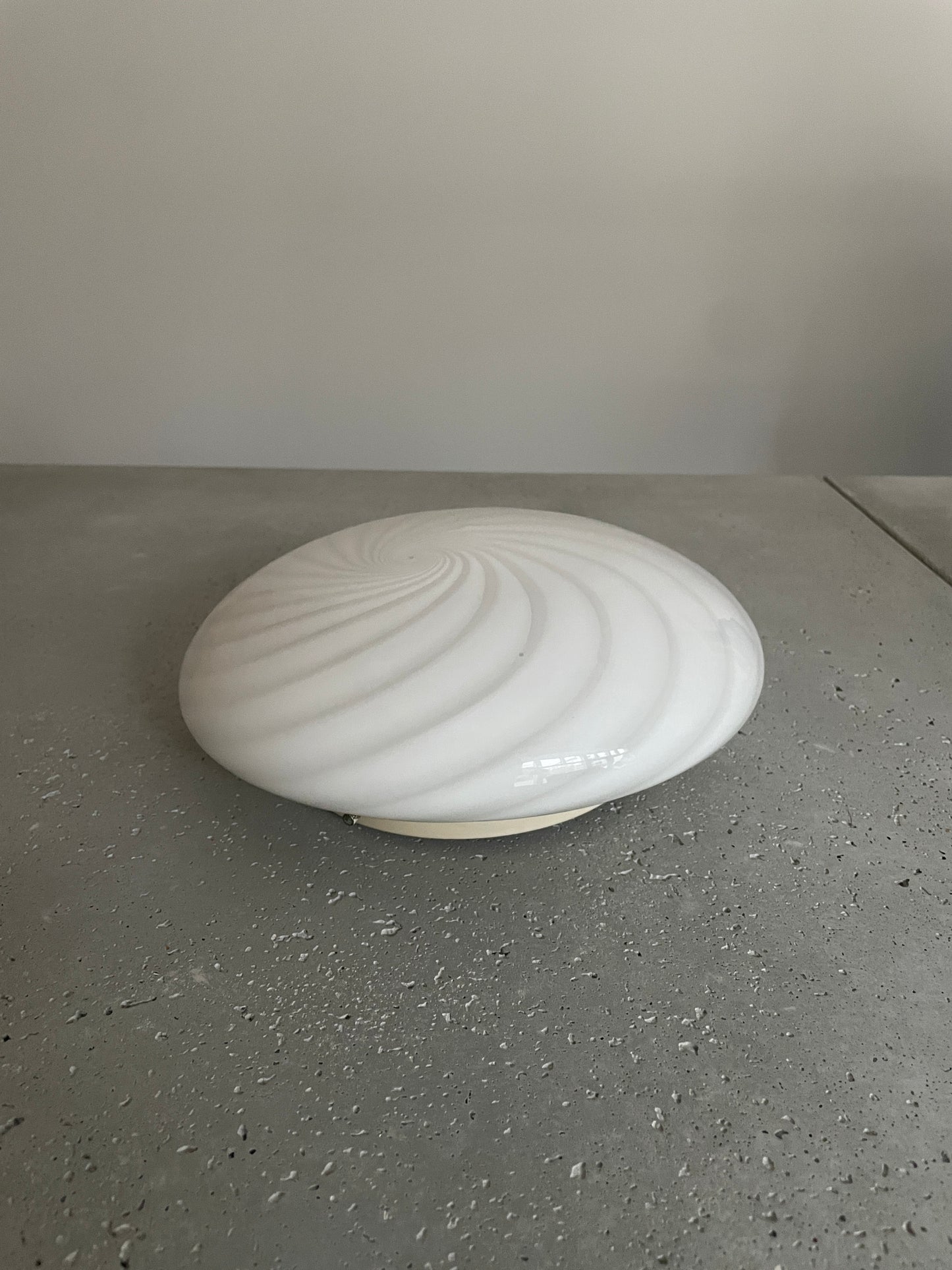 Beautiful vintage Murano ceiling lamp with white classic swirl, 30 cm