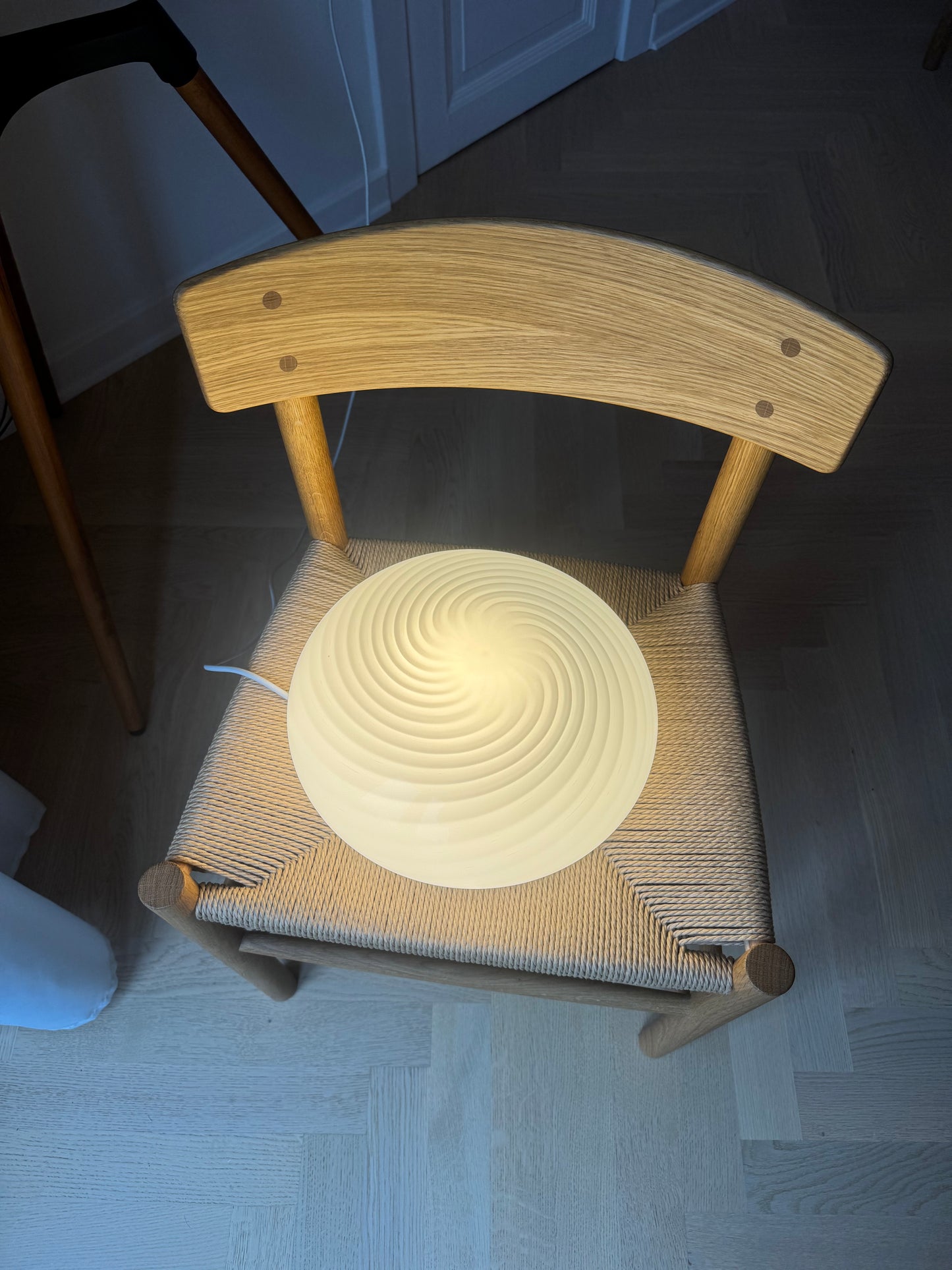 Vintage Murano plafond med hvid klassisk swirl, 30 cm