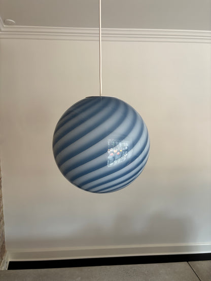 Murano pendant light with blue swirl, 30 cm