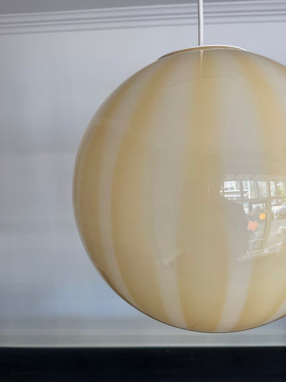 Gul stribet candy Murano pendel, 30 cm