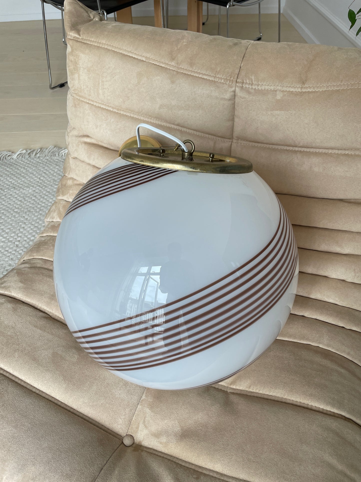 Vintage Murano pendel med brun swirl, 40 cm