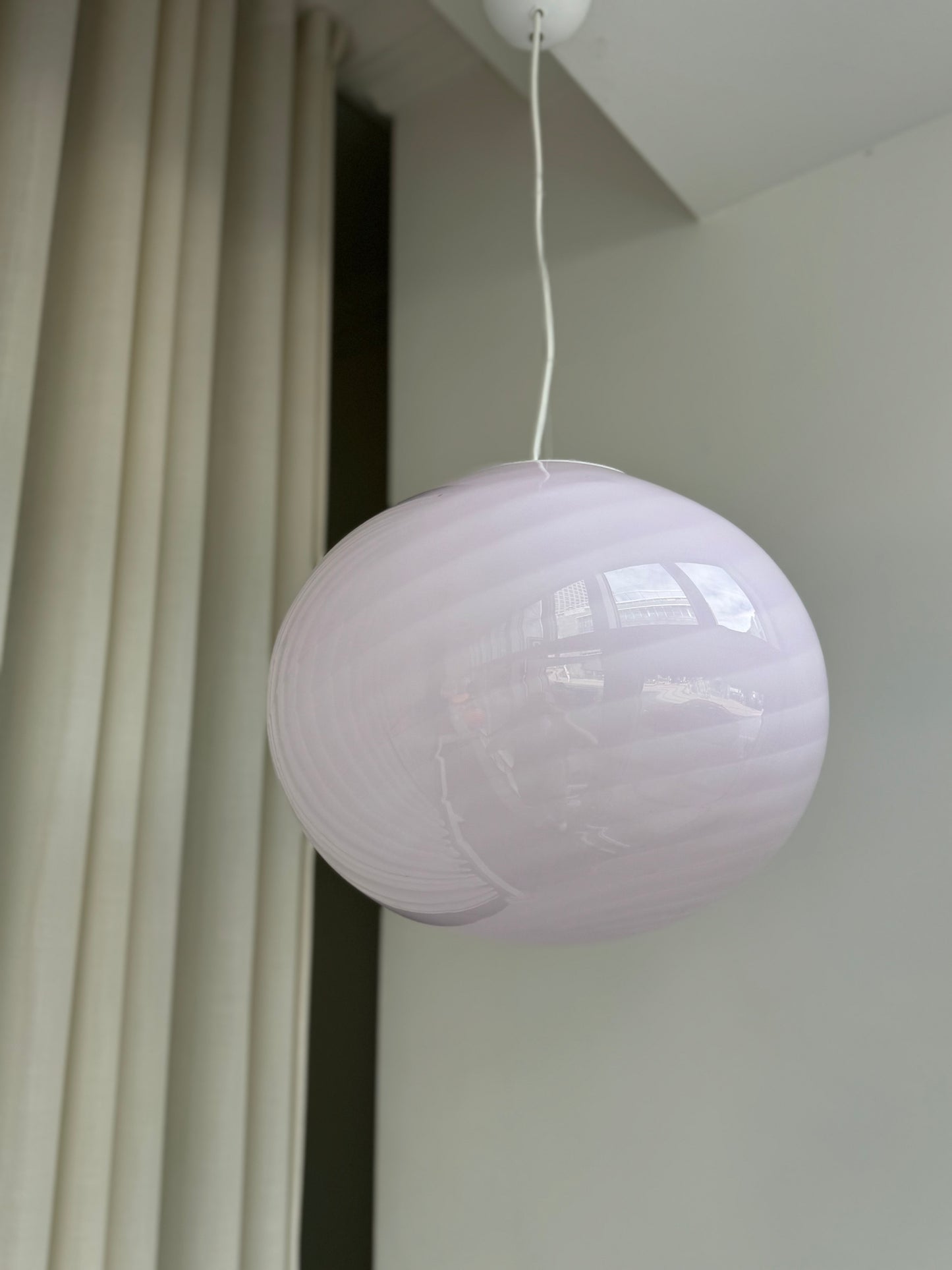 Oval pink candy Murano pendant lamp, 40 cm