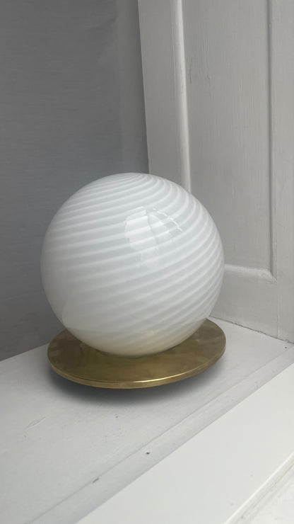 Murano round table lamp and brass top, 20 cm
