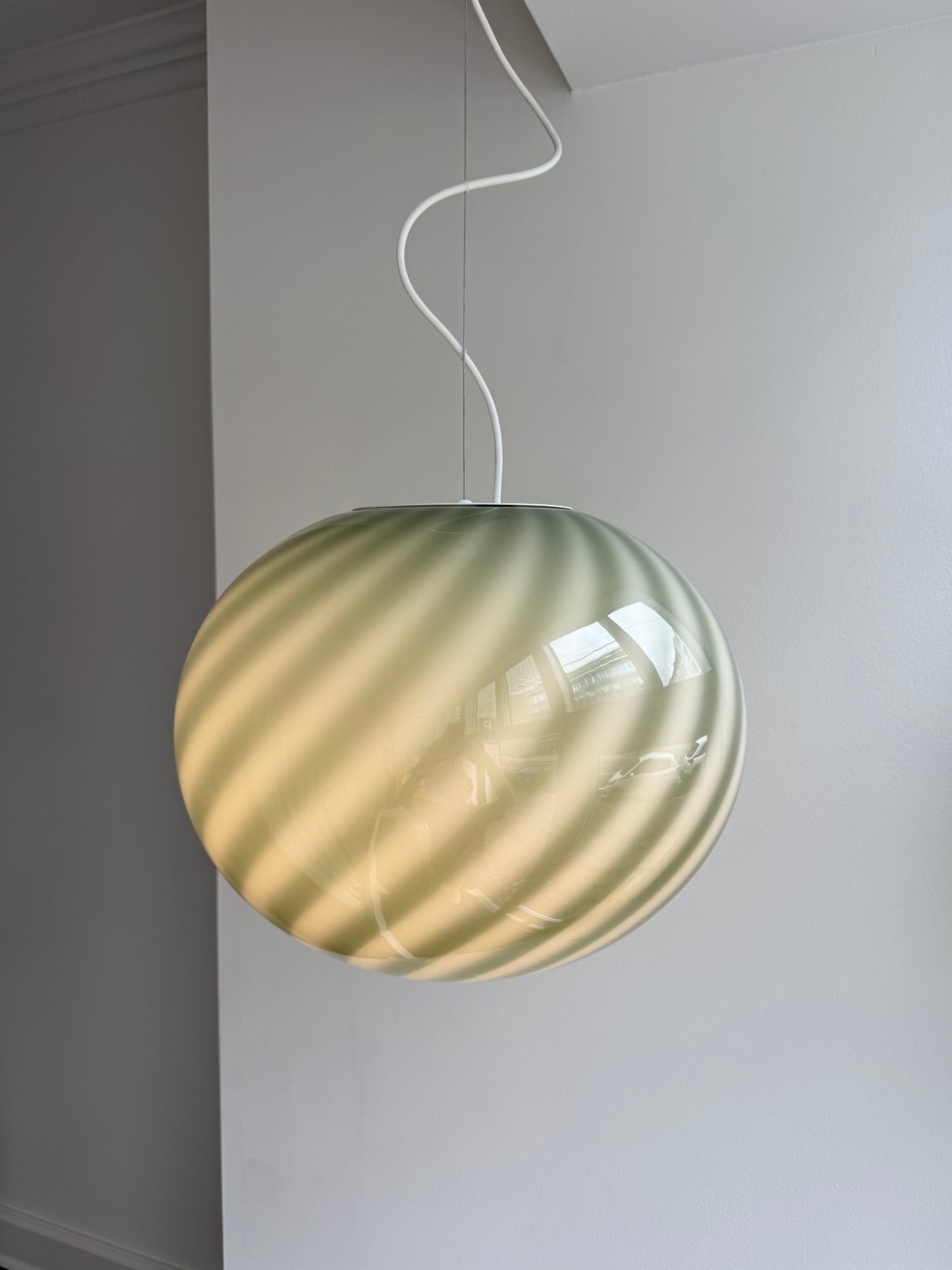 Mørkegrøn oval Murano pendel, 40 cm