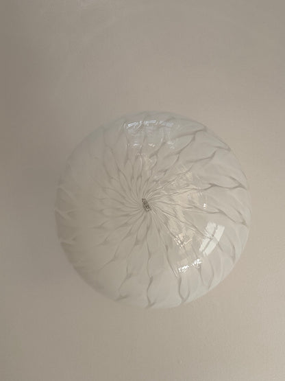 Huge, white peacock Murano pendant with original sticker, 45 cm