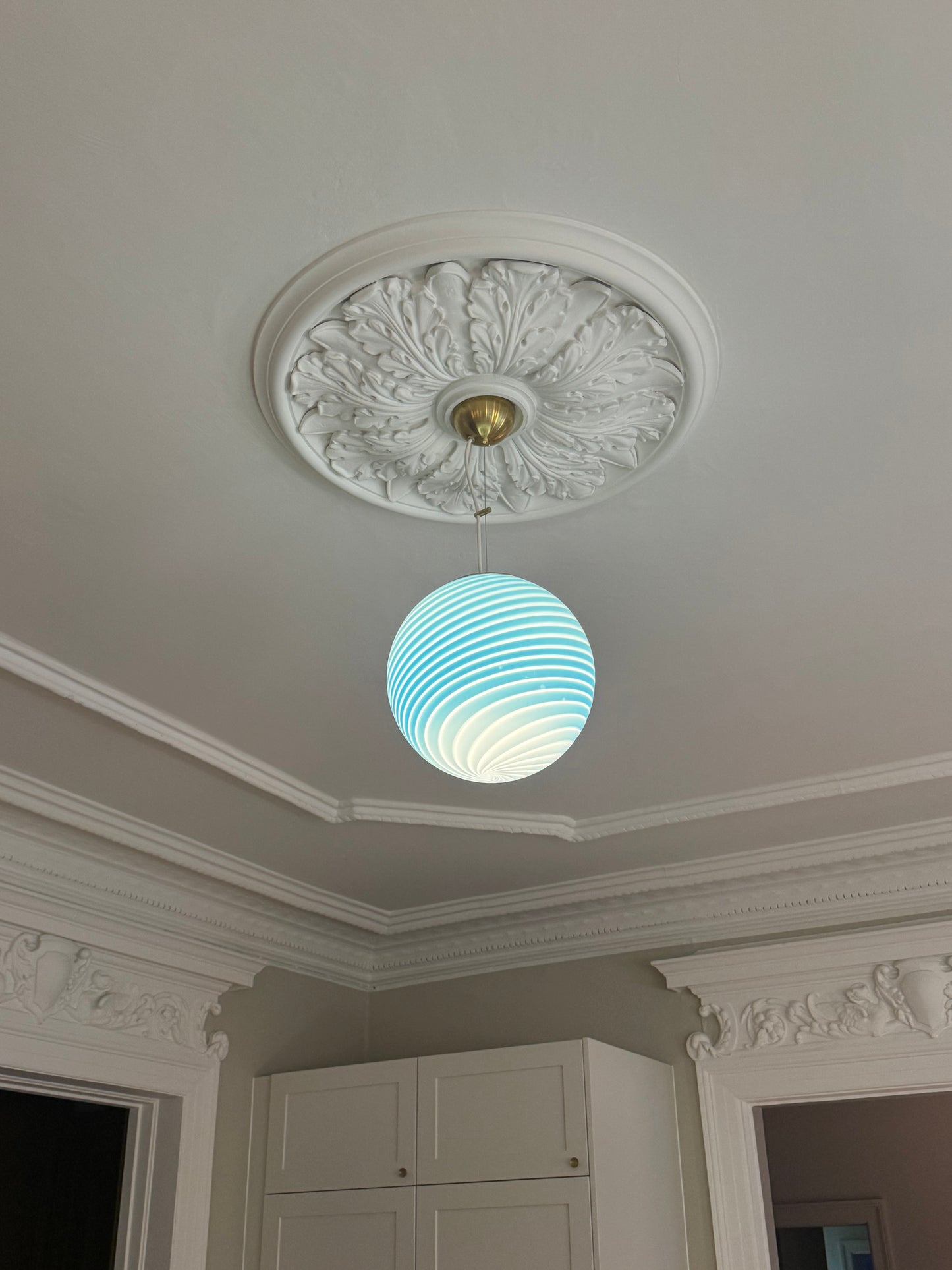 Blå Murano loftlampe, 30 cm