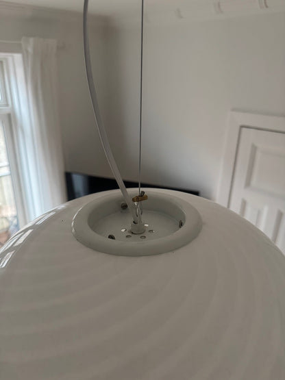 White vintage oval Murano ceiling lamp, 40 cm