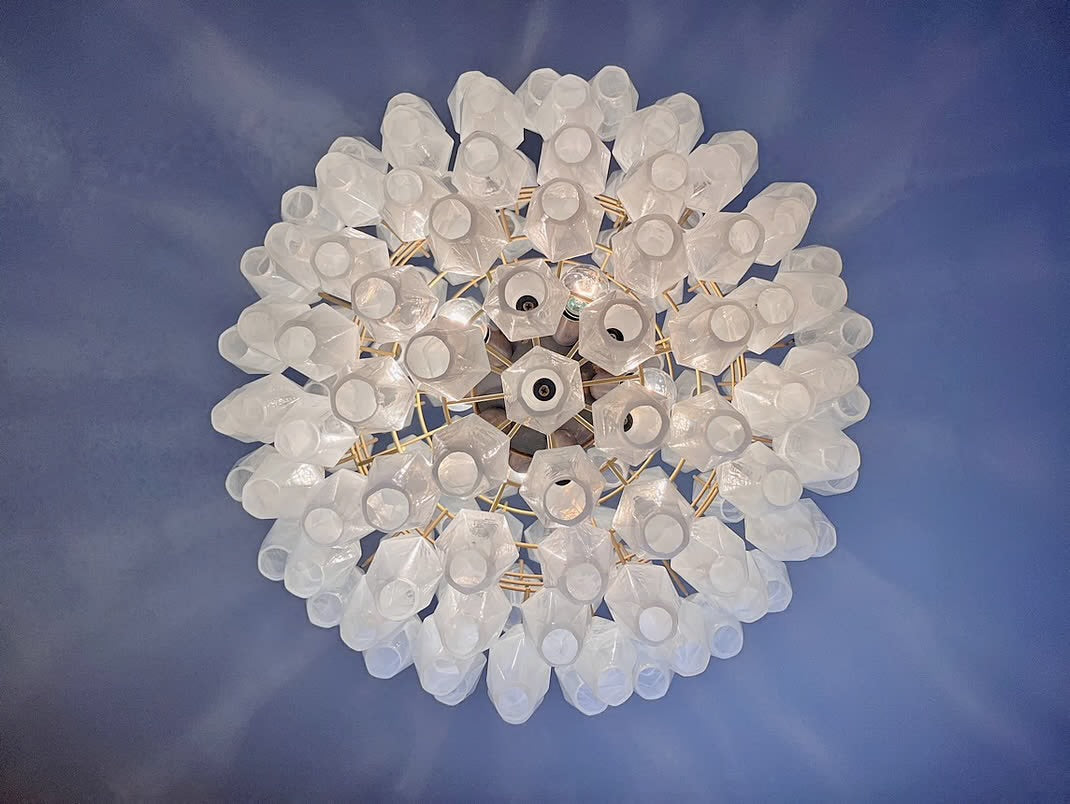 Murano lysekrone | Poliedri | 140 glas | Hvid alabaster