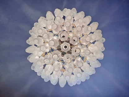 Murano lysekrone | Poliedri | 140 glas | Hvid alabaster