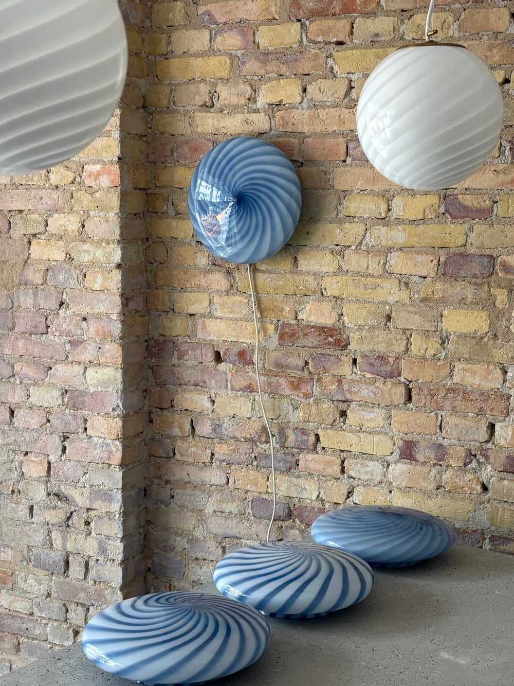 Blå Murano plafond, 30 cm