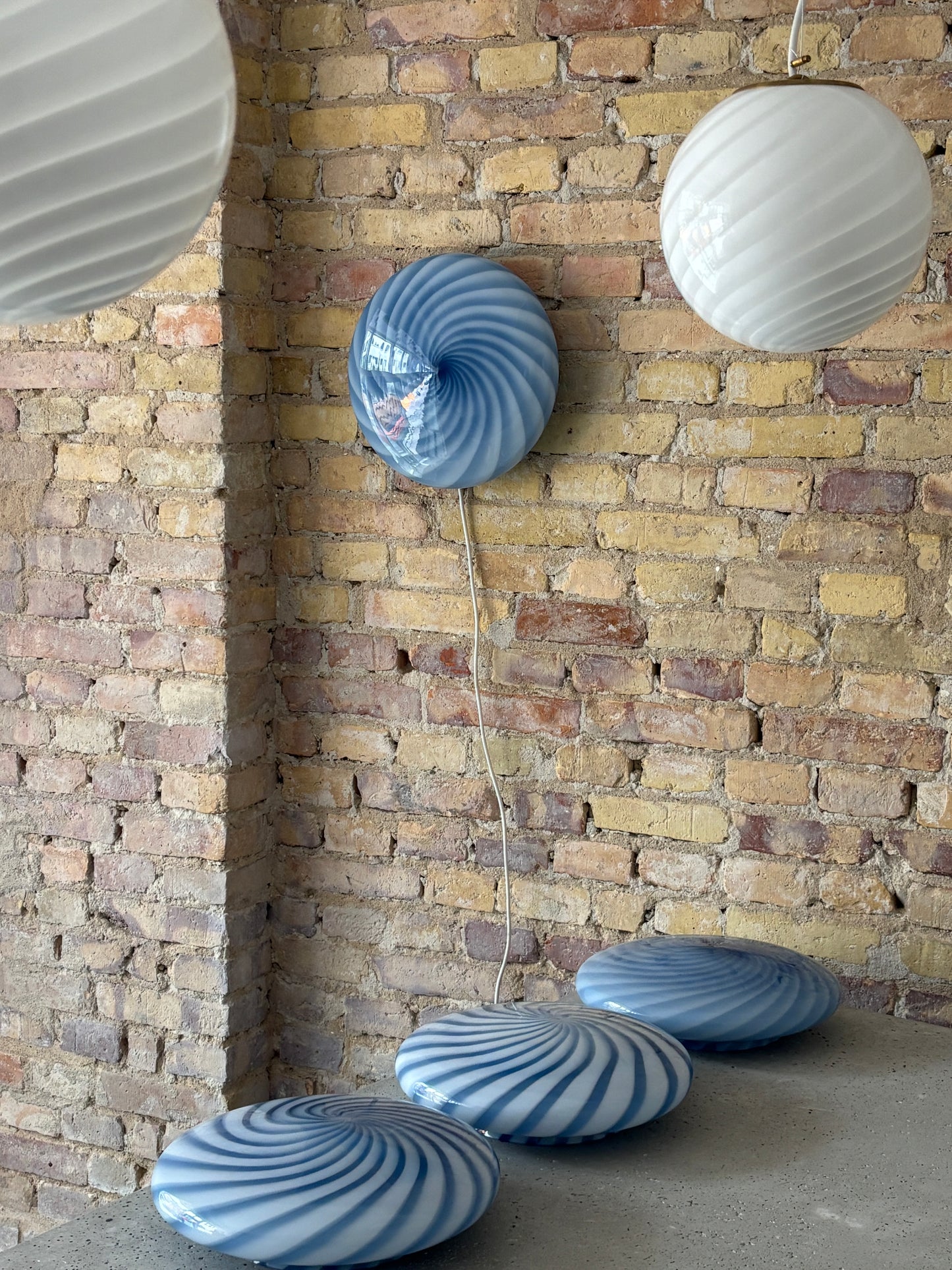 Blå Murano plafond, 30 cm