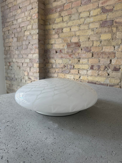 White vintage Murano ceiling lamp with peacock swirl, 40 cm