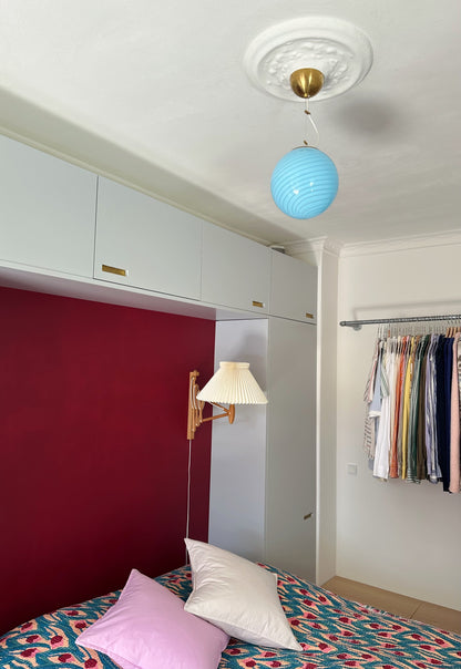 Murano pendant in blue swirl, 20 cm