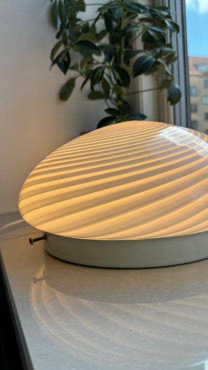 Beautiful vintage Murano ceiling lamp in white swirl, 30 cm