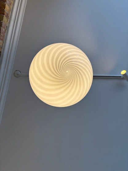 White Murano swirl pendant, 30 cm