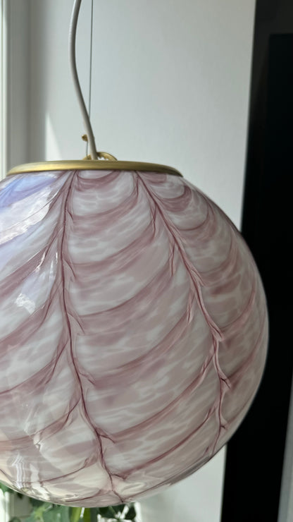 Pink Murano pendant, peacock swirl, 30 cm