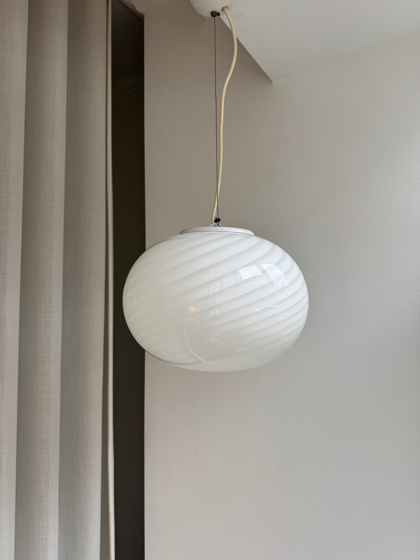 Klassisk hvid Murano pendel, 37 cm