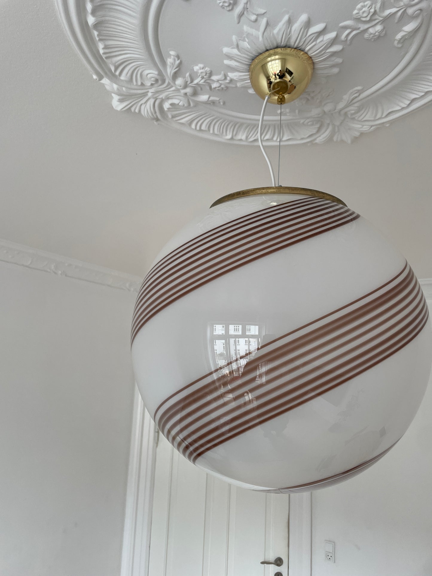 Vintage Murano pendel med brun swirl, 40 cm