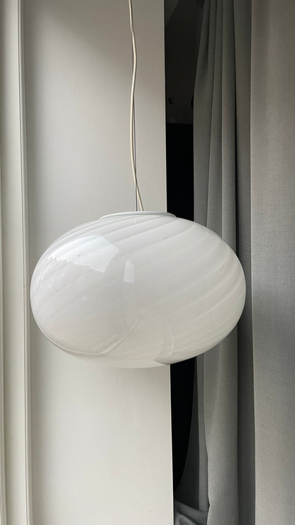 Murano pendant in white classic swirl, 40 cm