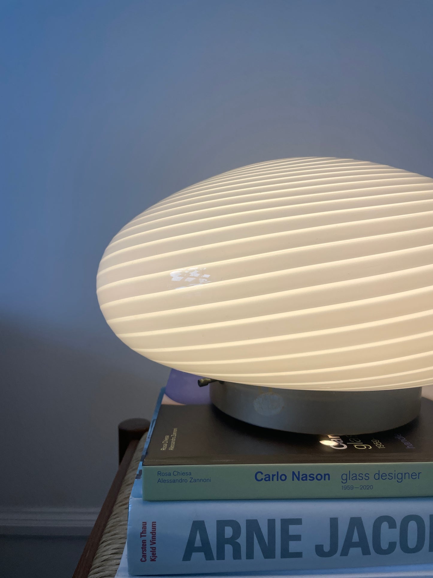 Vintage Murano plafond med hvid klassisk swirl, 38 cm