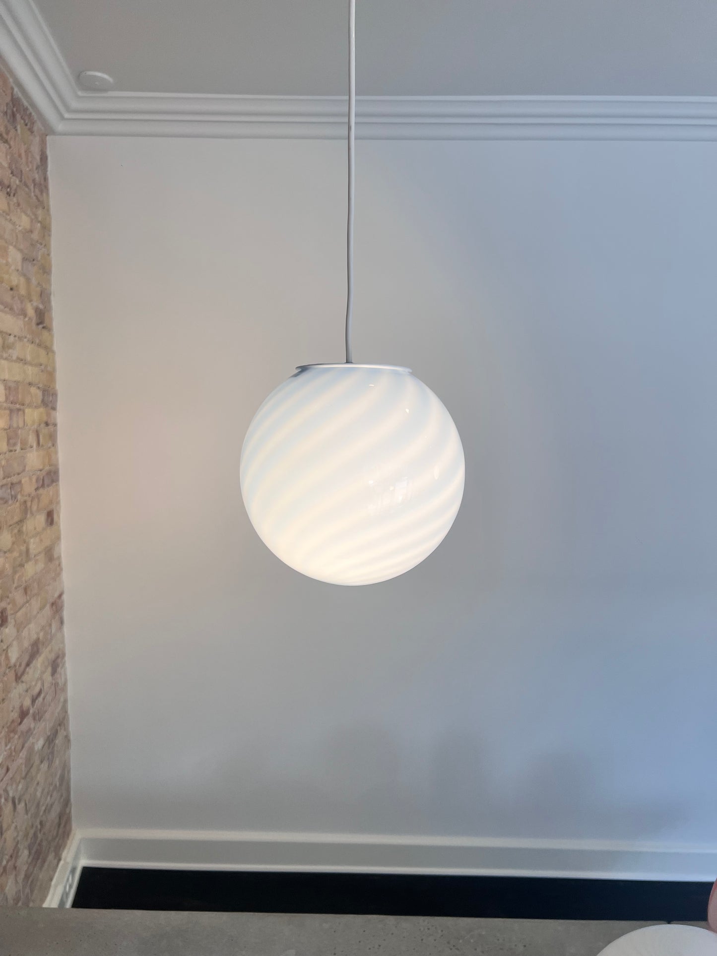 Blue swirl Murano pendant lamp, 20 cm