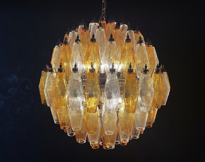 Murano lysekrone | Poliedri | 140 glas | Klar/rav