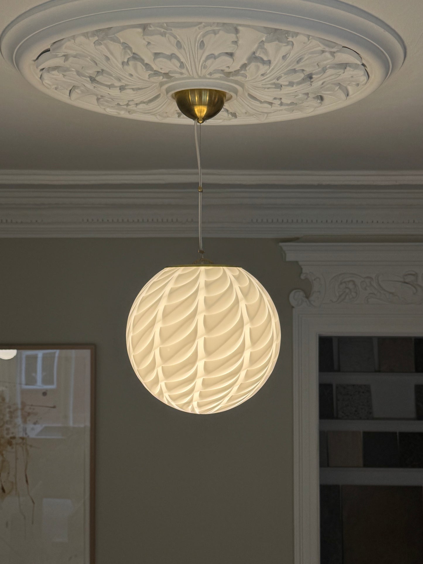 Hvid Murano peacock loftlampe, 30 cm