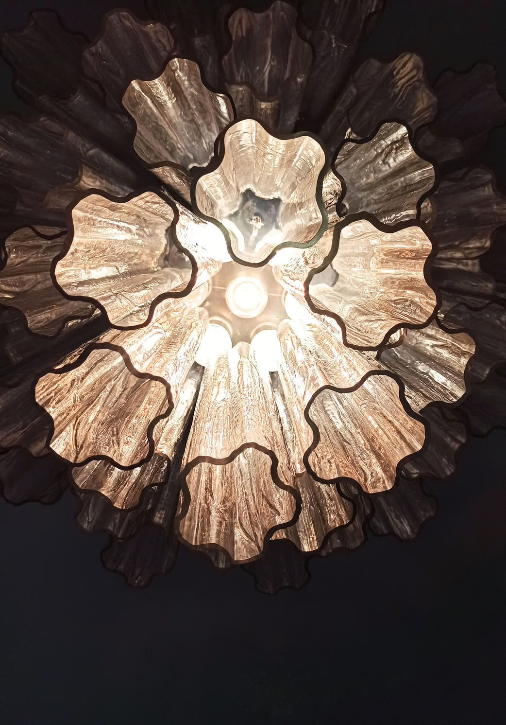 Murano lysekrone | Tuber | 36 glas | Røg-farvet glas