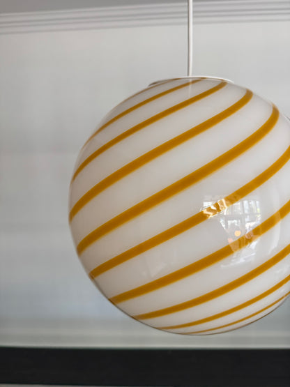 Gul solero swirl candy Murano pendel, 30 cm