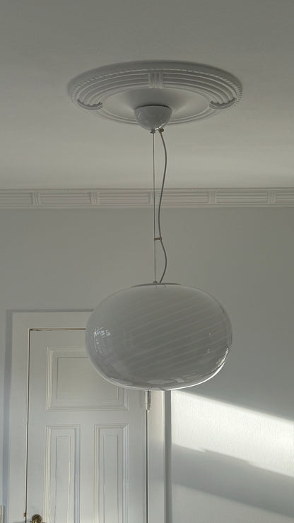 Huge vintage Murano ceiling lamp with engraving, 45 cm