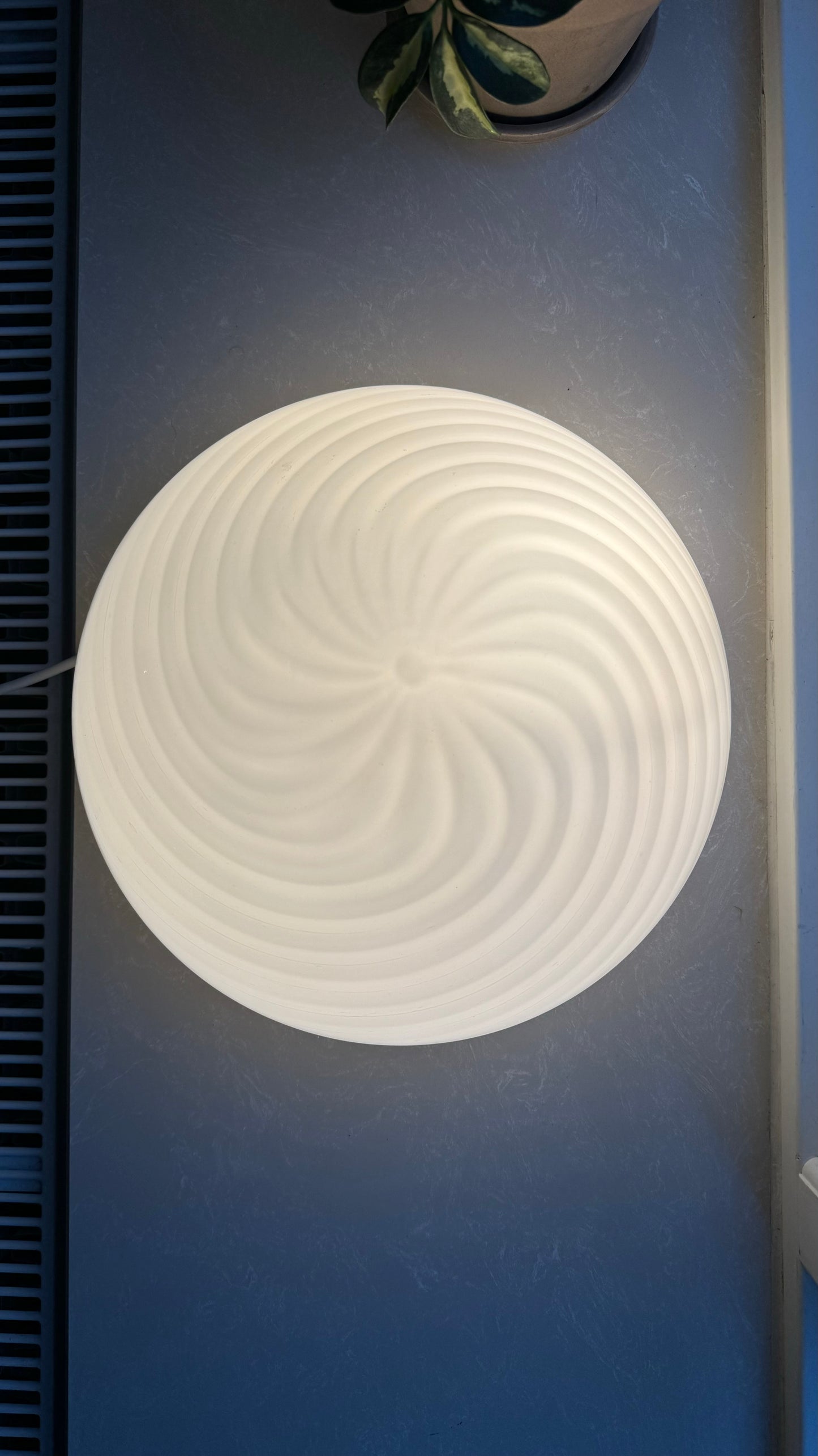 Murano plafond  i klassisk hvid swirl, 30 cm