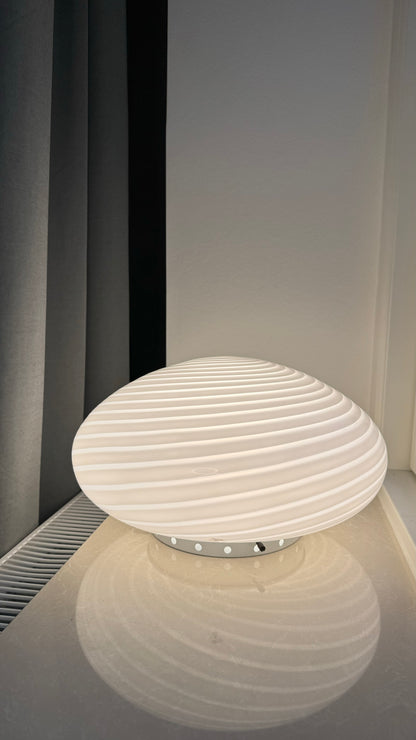 Vintage Murano ceiling lamp with white classic swirl, 38 cm