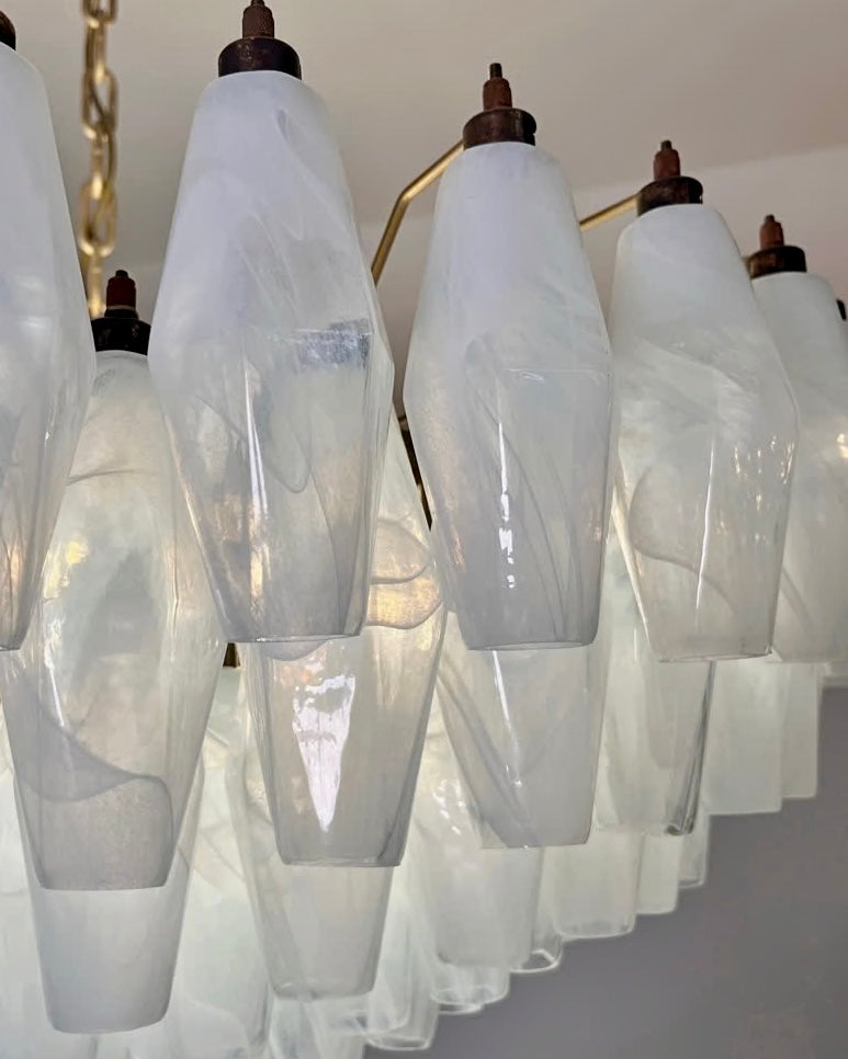 Murano chandelier | Poliedri | 185 glasses | White alabaster