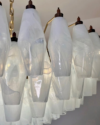 Murano chandelier | Poliedri | 185 glasses | White alabaster