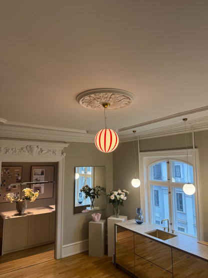 Murano candy pendant red/white swirl, 30 cm