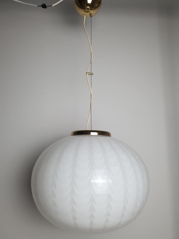 White vintage Murano peacock pendant lamp, 43 cm
