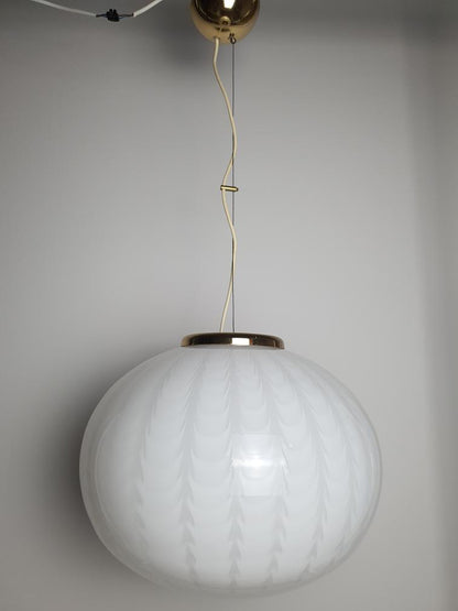 White vintage Murano peacock pendant lamp, 43 cm