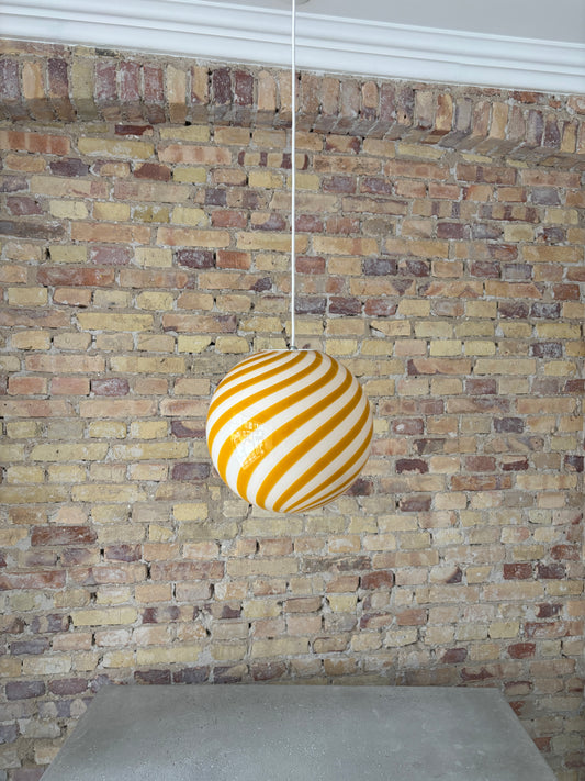 Murano candy loftlampe med gul swirl, 30 cm
