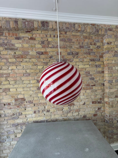 Cherry swirl candy Murano pendant lamp, 30 cm