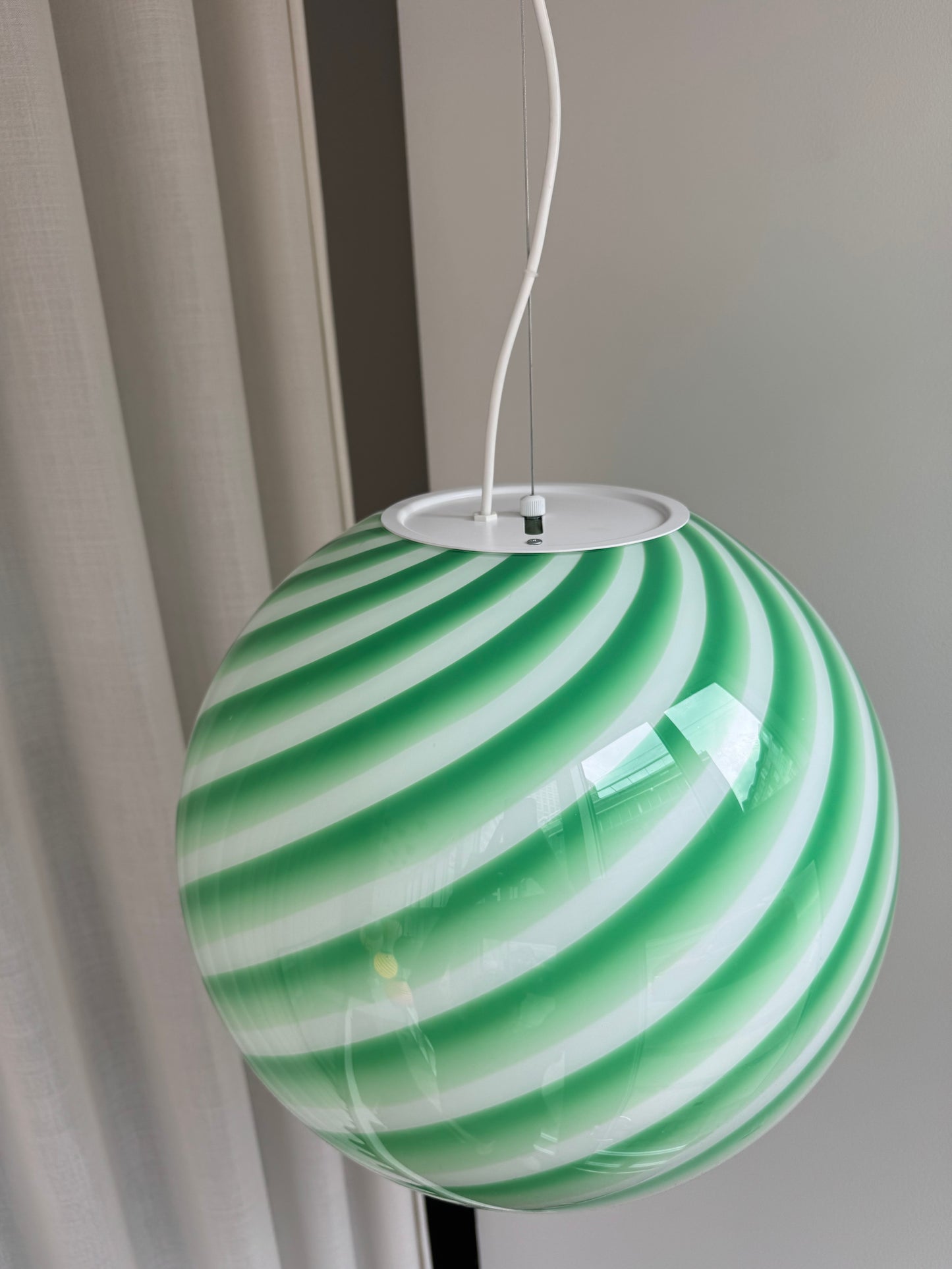 Green Murano candy ceiling lamp, 40 cm