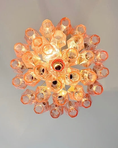Murano lysekrone | Poliedri | 32 glas | Lyserød