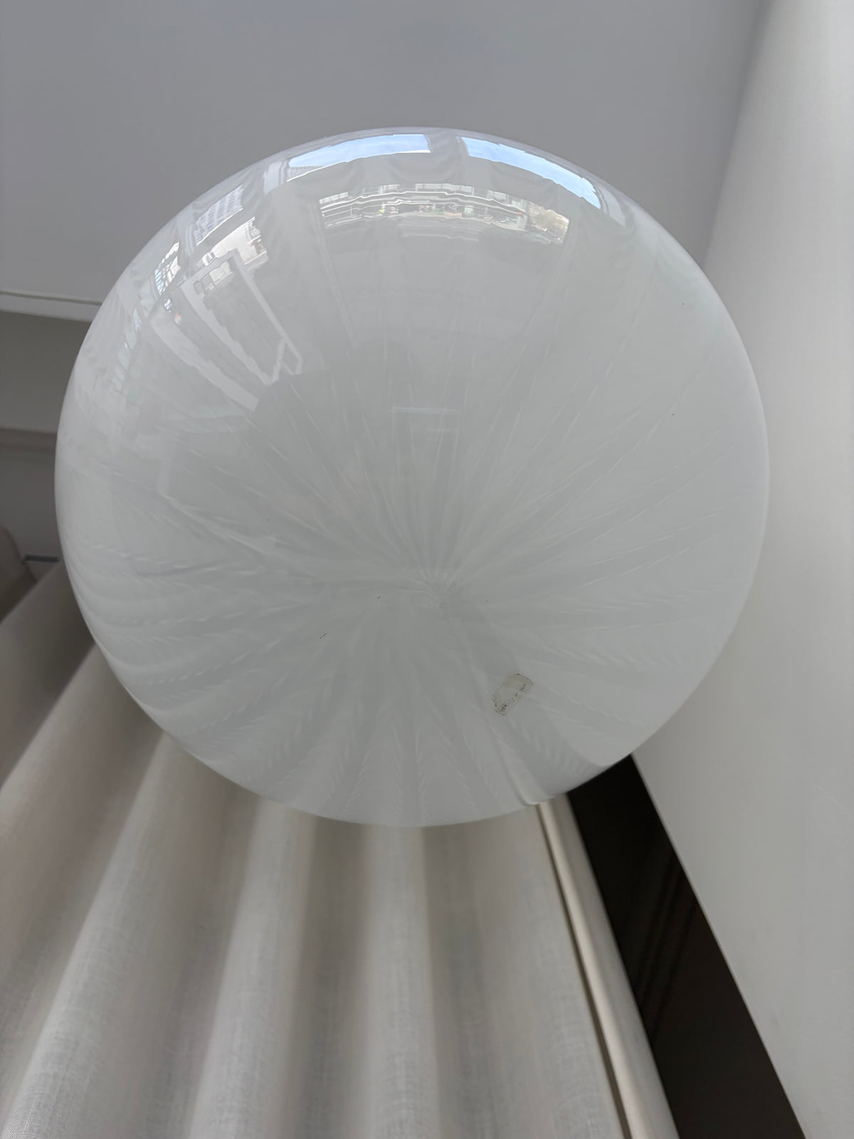 Large white vintage Murano peacock pendant light, 42 cm