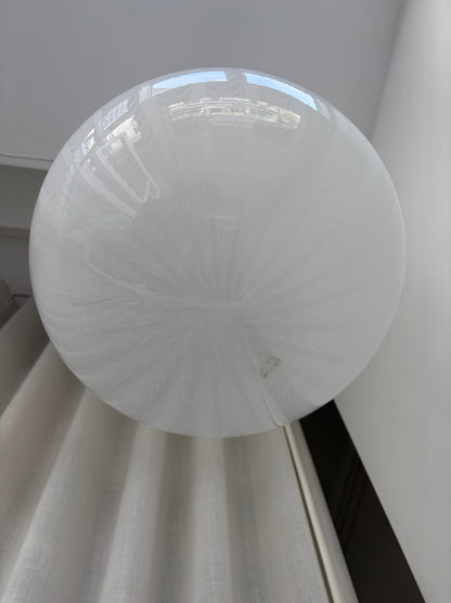 Large white vintage Murano peacock pendant light, 42 cm