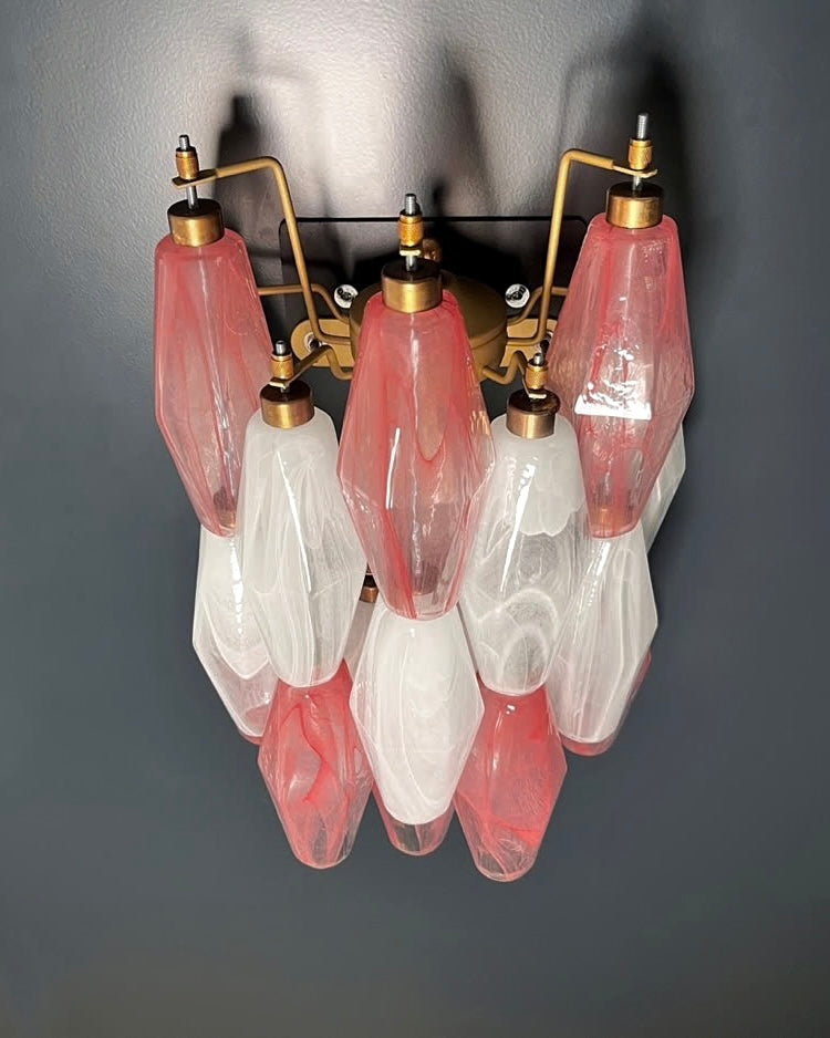 Murano wall lamp | Poliedri | White/pink alabaster